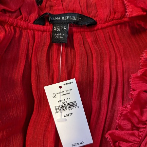 Banana Republic Crinkle Shirtdress with Silk in Red Sunset XS - Picture 7 of 12